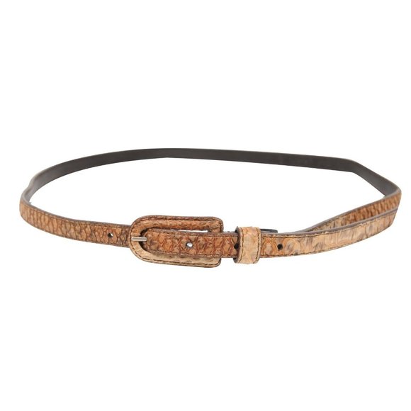 Prada Womens Vintage Python Skinny Belt 85 Brown Tan Exotic Leather Waist Strap - Picture 6 of 10